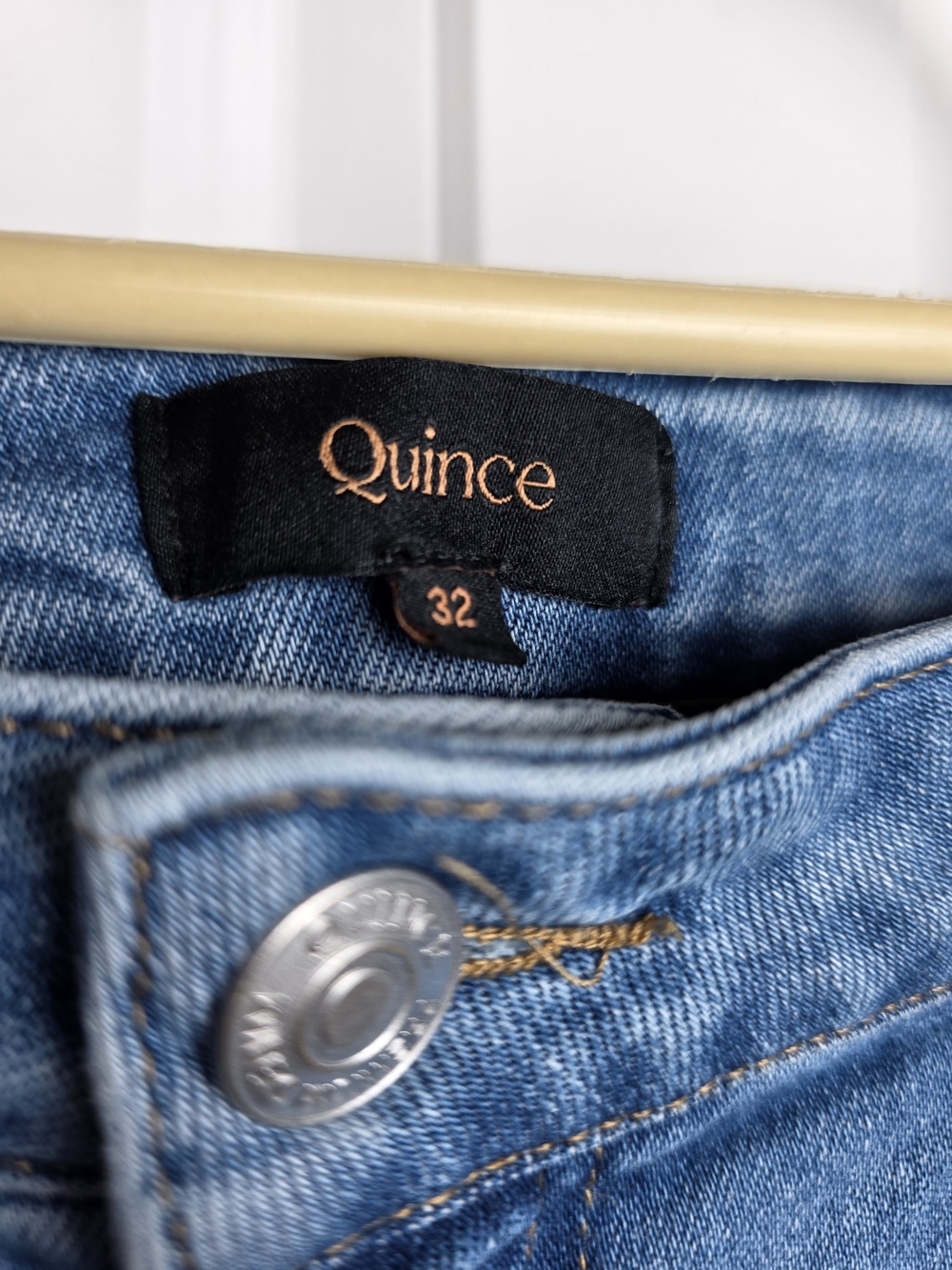Quince Bella Stretch High Rise Kick Flare Jeans Size 32 Medium Wash - Picture 5 of 16